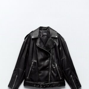 Zara Black Leather Moto Jacket